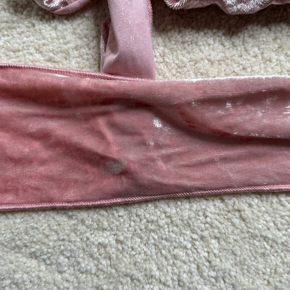 One by One: Pink Crushed Velvet Wrap Top - Picture 6 of 6